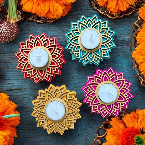 Handcrafted Diwali Mandala Diyas Set