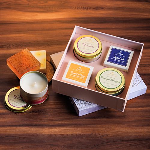 Premium Ayurvedic Soap N Soy Wax Candles Gift Set