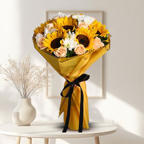 Vibrant Sunshine Peach Bouquet