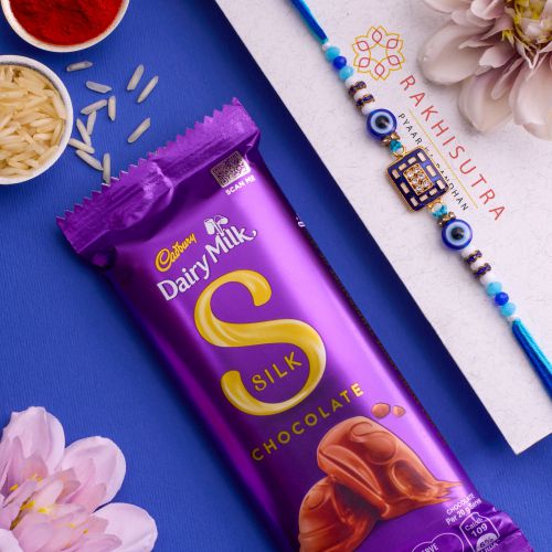 Graceful Evil Eye Rakhi N Cadbury Silk Combo