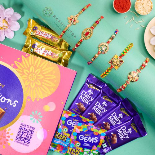 Stunning Kundan Rakhi Set N Cadbury Celebrations Treat