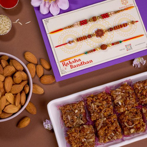 Sacred Rakhi with Sweet N Savoury Treat Set